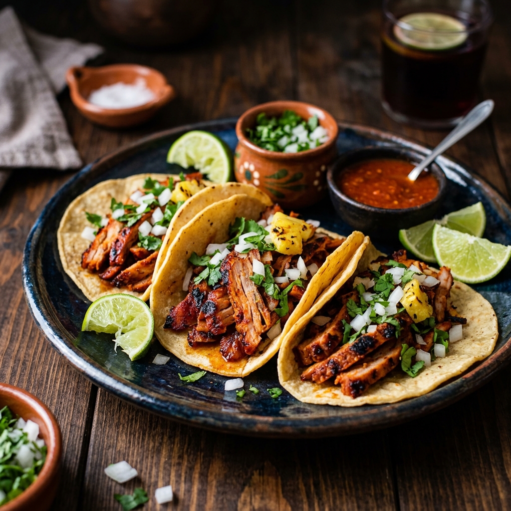 Plato terminado de Tacos al Pastor